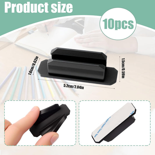 10-Pack Adhesive Pencil Holder for Desk - Multicolor Silicone Pen Holder - Flexible Pencil Holders for Desk, Walls Clipboards, Classroom Office Accessories Teacher Supplies