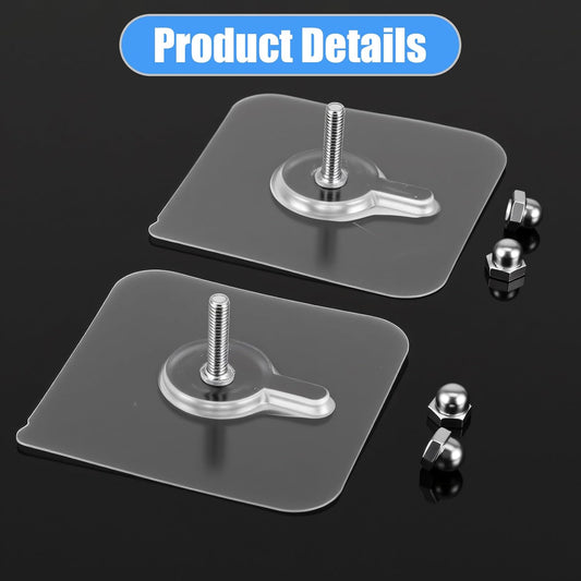 20 PCS Quick Stick Studs for Hanging Adhesive Wall Hooks Wall Hangers Self Adhesive Hooks Without Nails Screw Free Sticker, Seamless Screws for Mount, Reusable for Kitchen, Bathroom, Home, Office