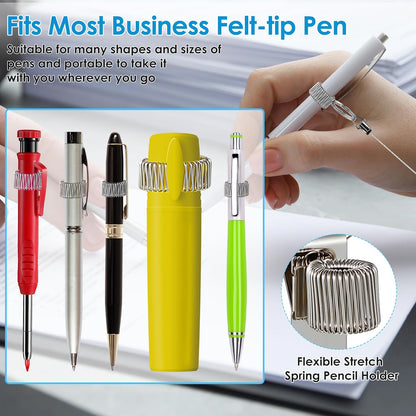 Landhoow 2 Pcs Retractable Pull Pen Pencil Holder, 27.5'' Retractable Pen Holder for Carpenters, Workers, Nurses, Bricklayer, Waiter, Universal Pencil Lanyard with Belt Clip and Key Ring