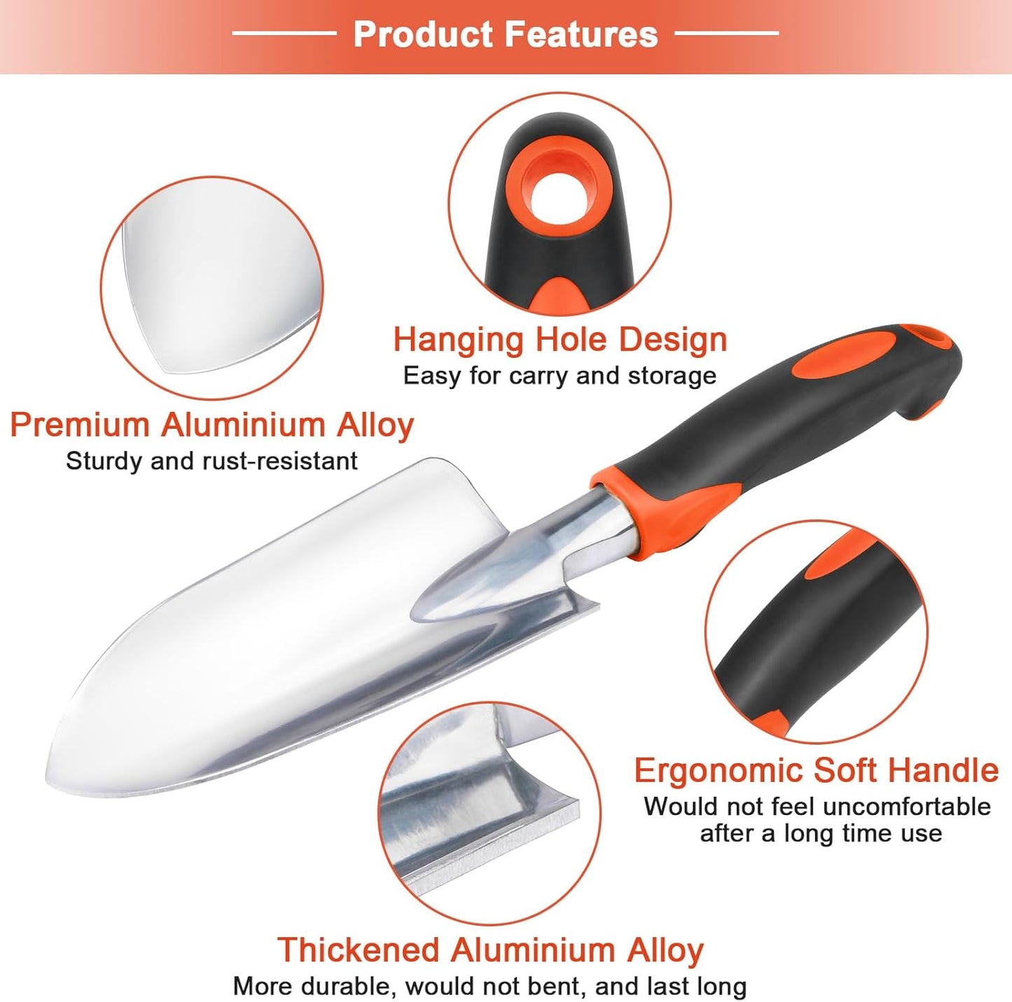 Garden Shovel Garden Hand Trowel, Heavy Duty Hand Shovel with Ergonomic Handle + Over The Sink Dish Drying Rack, Roll Up Dish Drying Rack Kitchen Dish Rack