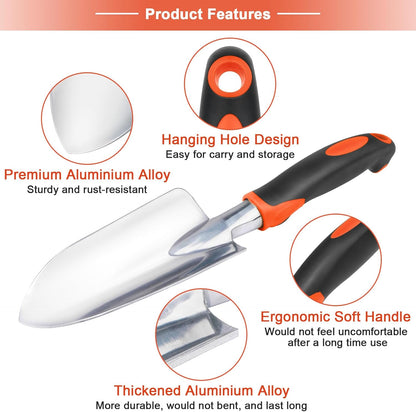 Garden Shovel Garden Hand Trowel, Heavy Duty Hand Shovel with Ergonomic Handle + Over The Sink Dish Drying Rack, Roll Up Dish Drying Rack Kitchen Dish Rack