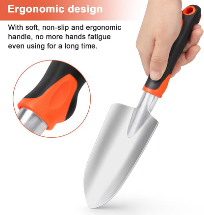 Garden Shovel Garden Hand Trowel, Heavy Duty Hand Shovel with Ergonomic Handle + Over The Sink Dish Drying Rack, Roll Up Dish Drying Rack Kitchen Dish Rack