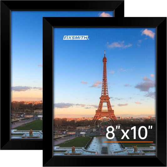 8x10 Picture Frame, Black Poster Frame with HD Plexiglass, Display Pictures 5x7 with Mat or 8x10 Without Mat, Photo Frames Collage for Tabletop or Wall Display, 2 Pack