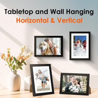 5x7 Picture Frame Set of 2 & 8x10 Picture Frame Set of 2, Photo Frame with HD Plexiglass, Display Pictures 5x7 with Mat or 8x10 Without Mat