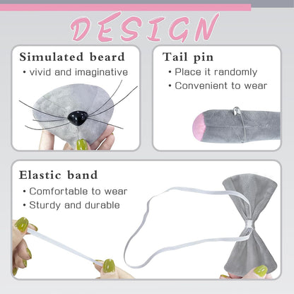Mouse Costume Accessory Set,Rat Costume Set,Mouse Costume Set Includes Ear Headband,Tail,Nose,Bow Tie for Halloween