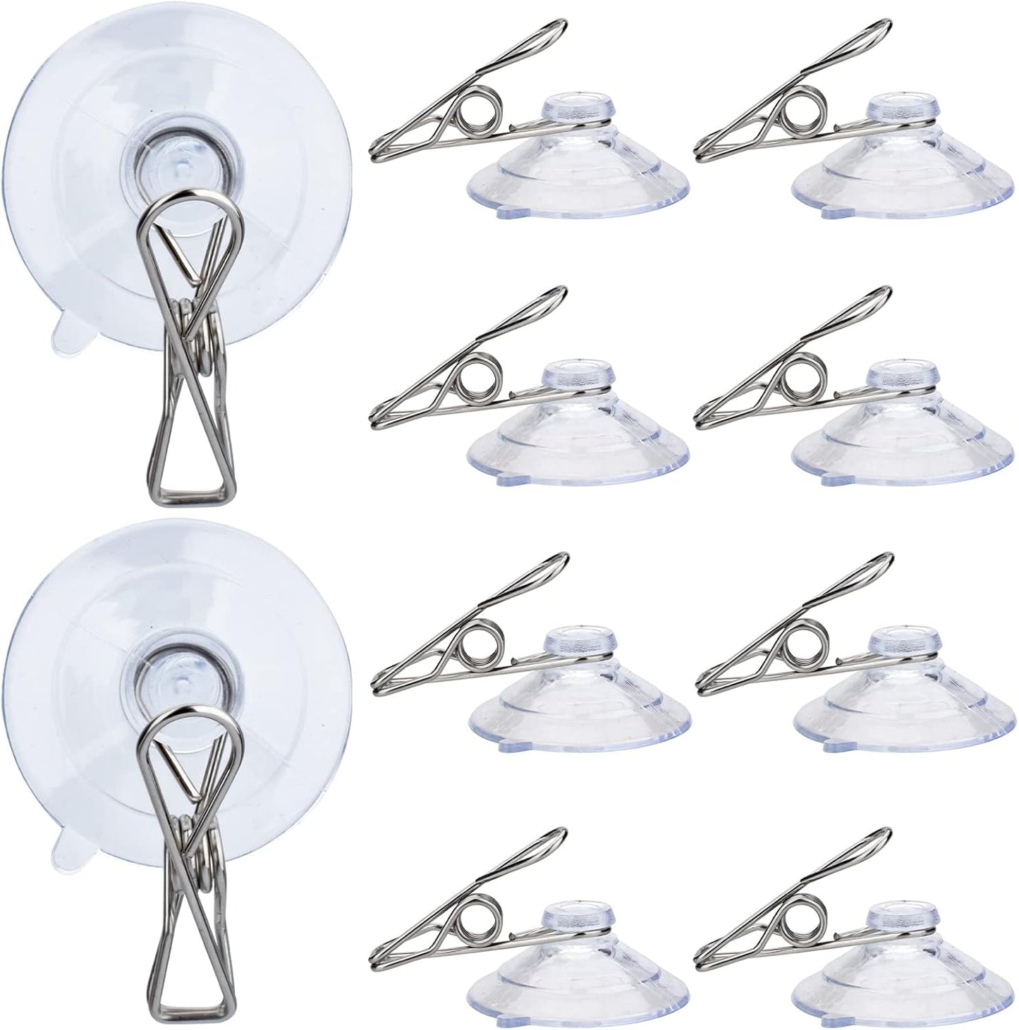 24Pcs Suction Cup Clips for Windows 2" Suction Clips Clear Suction Cup Clamp Holder Suction Cup with Spring Clamps Sucker clamp Clip Window Swivel Clip with Suction Cup