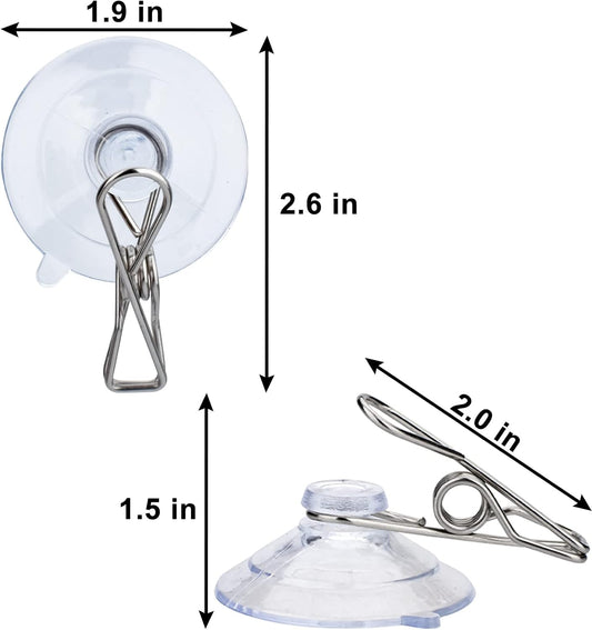 24Pcs Suction Cup Clips for Windows 2" Suction Clips Clear Suction Cup Clamp Holder Suction Cup with Spring Clamps Sucker clamp Clip Window Swivel Clip with Suction Cup