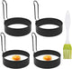 4 Pack Stainless Steel Eggs Maker Non Stick Round Egg Cooker for Cooking Rings Shaper Frying Pancake Sandwiches Metal Handle Household Kitchen Breakfast Tool