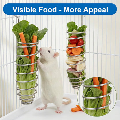 2 Pack Millet Spray Holder for Parrots, Parakeet Treat Sticks Feeder, Natural Millet Treats Stiks Bars for Birds, Includes Cuttlebone and Calcium Block for Healthy Chewing and Play, Silver