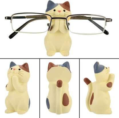 Creative Glasses Holder Stand for Desk, Cute Cat Eyeglasses Holder Display Stand, Sunglasses Spectacle Display Rack, Fun Resin Glasses Keeper Optical Accessories, Nightstand Home Office Desk Decor (Cat)