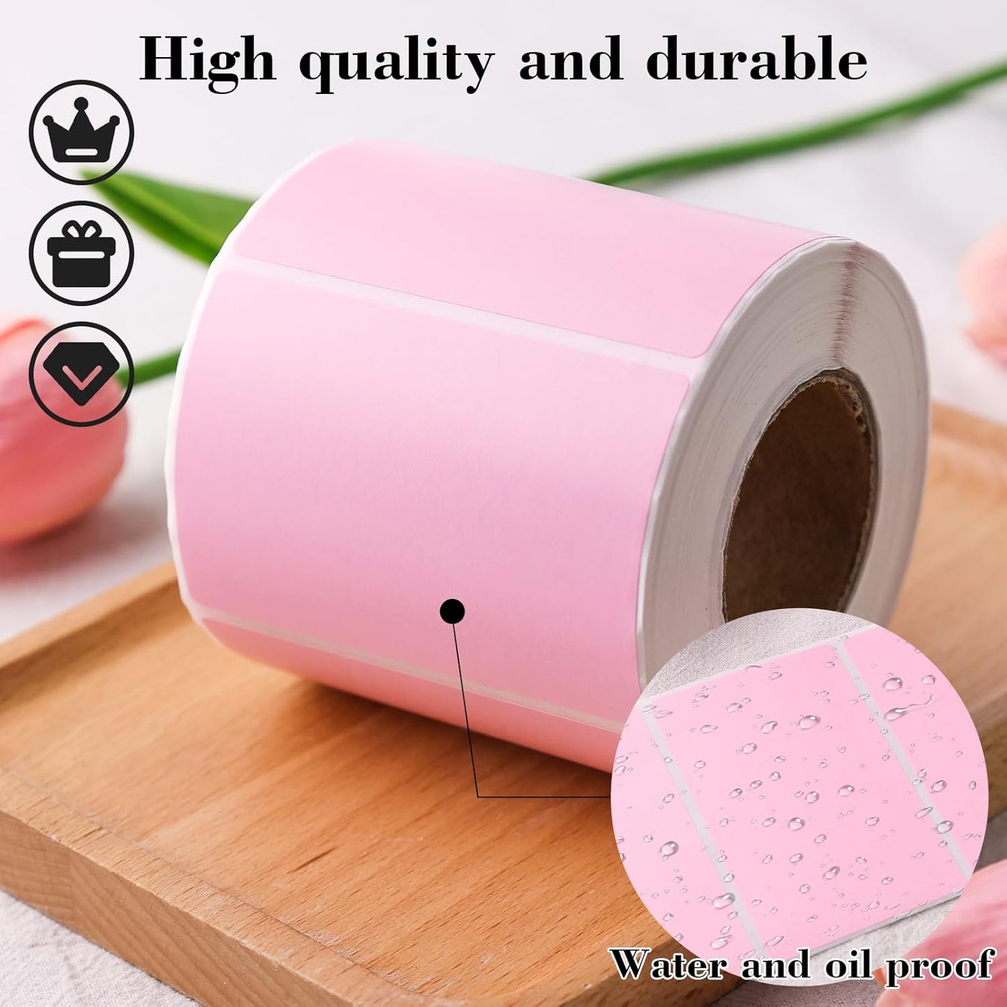 3"x2" Inch Thermal Printer Labels - Adhesive Waterproof Address and Barcode Stickers for Laser/Inkjet Printers, Ideal for Small Business Shipping&Inventory(500PCS, Pink)