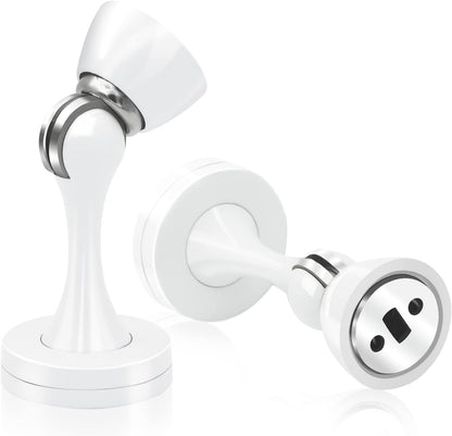 Door Stopper, Magnetic Door Stop White Wall Floor Mount Magnetic Door Stoppers Stainless Steel Magnetic Door Holder Catch Heavy Duty Modern Door Stops for Bottom of Door, 2 Pack