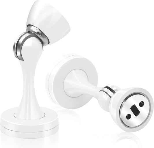 Door Stopper, Magnetic Door Stop White Wall Floor Mount Magnetic Door Stoppers Stainless Steel Magnetic Door Holder Catch Heavy Duty Modern Door Stops for Bottom of Door, 2 Pack