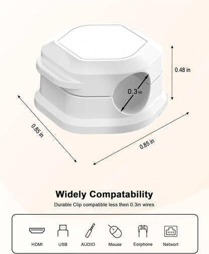 8 Pack Cord Holder - Cord Organizer - Magnetic Cable Clips - Cord Organizer for Desk, Nightstand, Phone Charger, Computer, Home, Office, Car (White)
