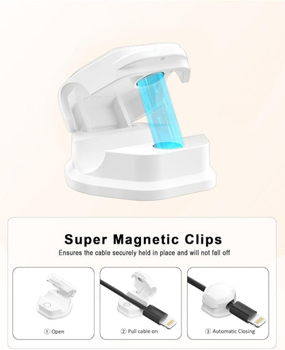 8 Pack Cord Holder - Cord Organizer - Magnetic Cable Clips - Cord Organizer for Desk, Nightstand, Phone Charger, Computer, Home, Office, Car (White)