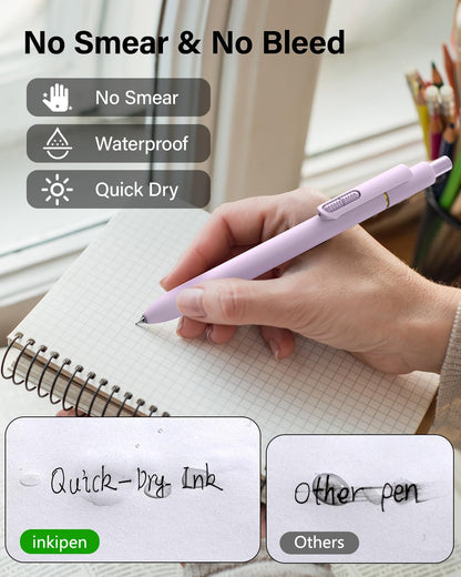 8-Pack Gel Pens, 0.5mm Black Ink Pens Fine Point Smudge-Proof & Fast-Drying, Smooth Ink Retractable Pen for Left Handed School Office Supplies