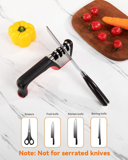 4-in-1 Knife Sharpener, Kitchen Knife Accessories for Ceramic Knives, Steel Knives and Scissors, Aiding in Repair, Restoration, and Polishing of Blades