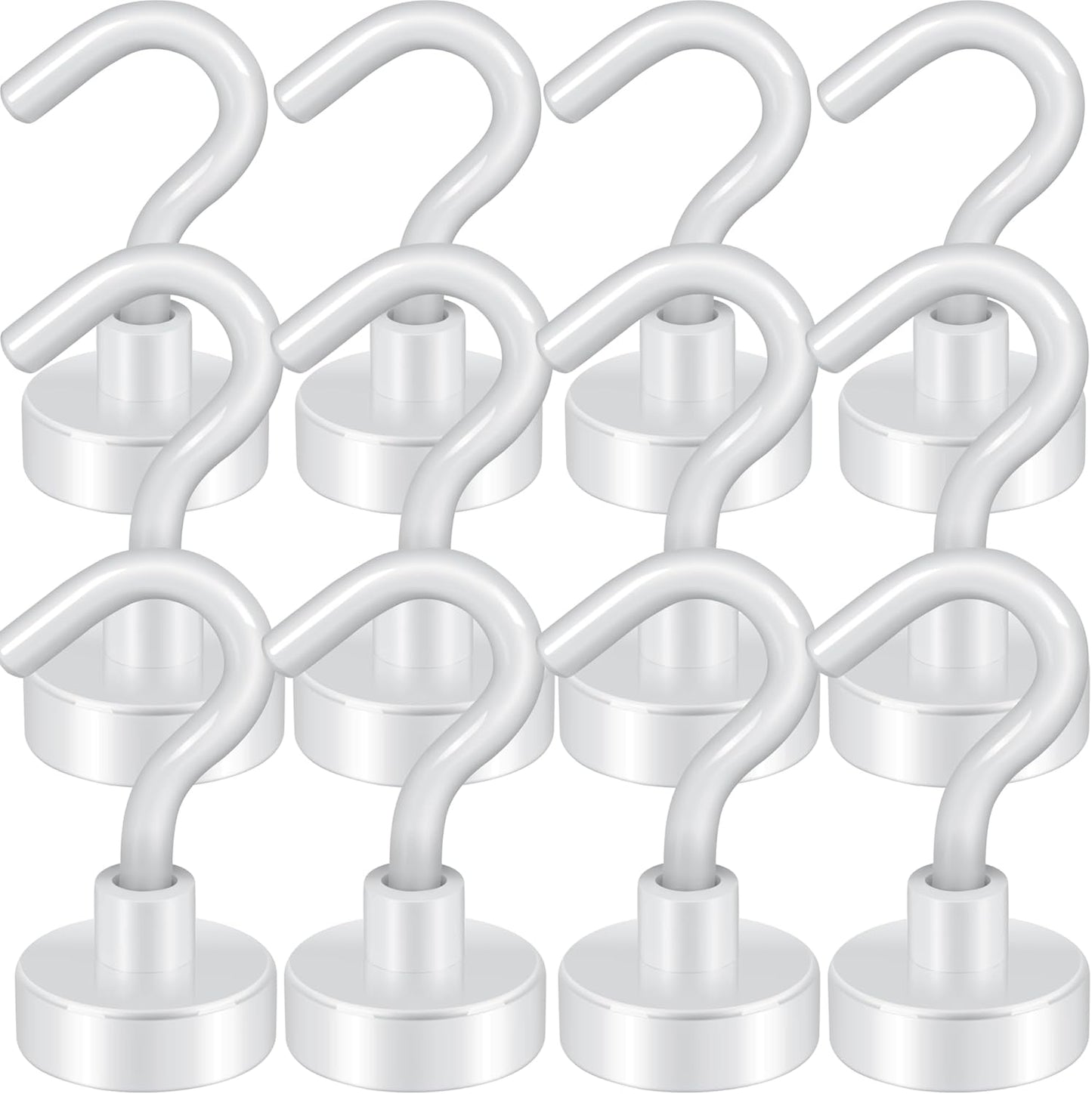 Magnetic Hooks, Cruise Ship Essentials, 30lb+ Heavy Duty Magnetic Hooks for Cruise Cabins, Refrigerator, Grill, Hanging, and Travel | Extra Strong Must-Haves Magnet Hook(White,Pack of 12)