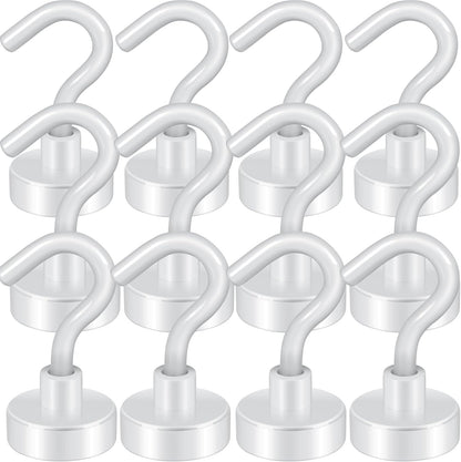 Magnetic Hooks, Cruise Ship Essentials, 30lb+ Heavy Duty Magnetic Hooks for Cruise Cabins, Refrigerator, Grill, Hanging, and Travel | Extra Strong Must-Haves Magnet Hook(White,Pack of 12)