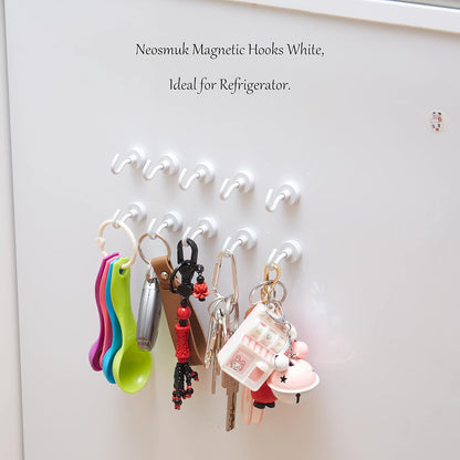 Magnetic Hooks, Cruise Ship Essentials, 30lb+ Heavy Duty Magnetic Hooks for Cruise Cabins, Refrigerator, Grill, Hanging, and Travel | Extra Strong Must-Haves Magnet Hook(White,Pack of 12)