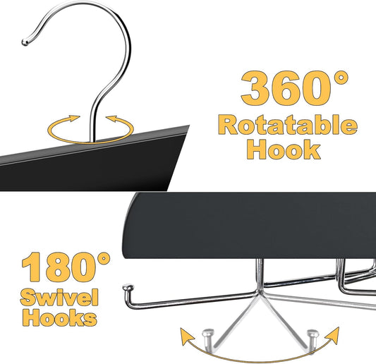 Tank Top Hanger with Premium Wood, 24 Large Capacity, Space Saving,360 Degree Rotating, Foldable Metal Hooks, Tank Tops