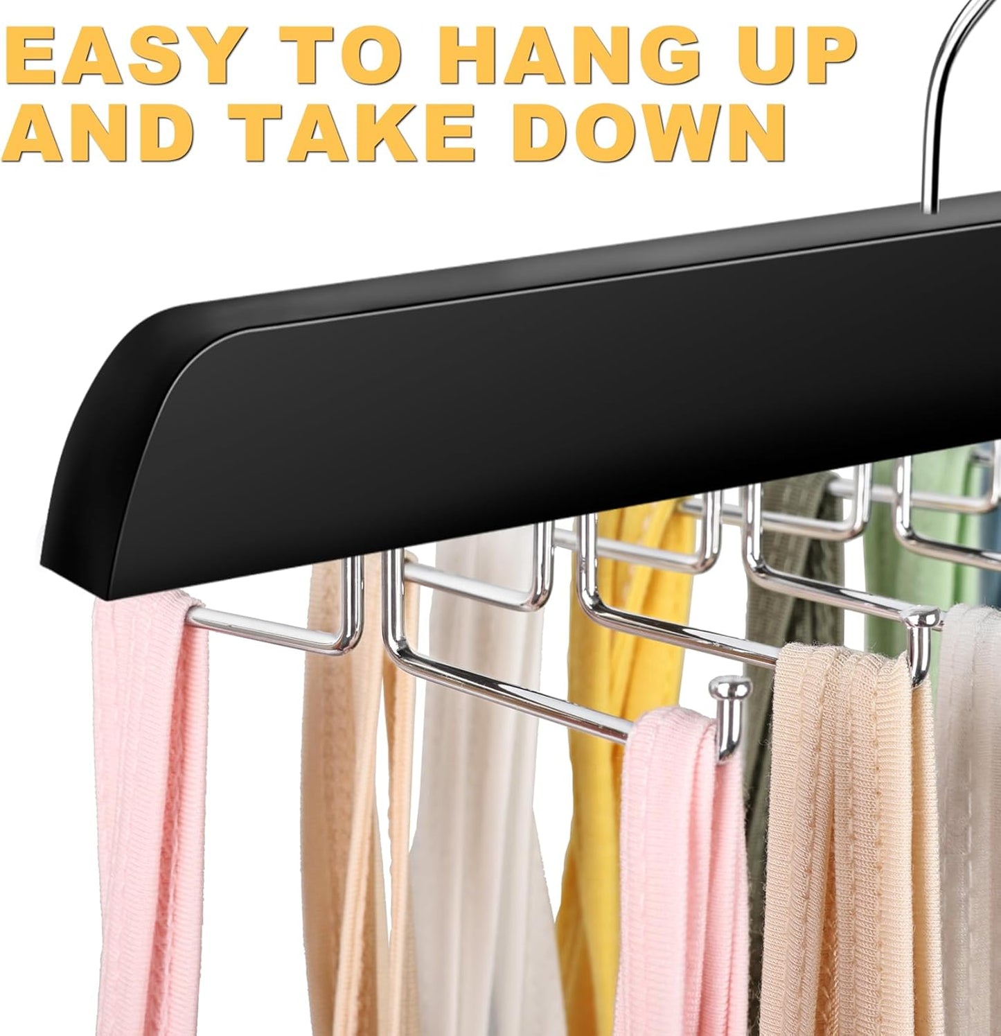 Tank Top Hanger with Premium Wood, 24 Large Capacity, Space Saving,360 Degree Rotating, Foldable Metal Hooks, Tank Tops