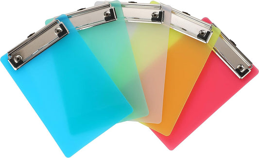 Mini Clipboards, 4.7x7.3 Inch Portable Plastic Clipboards for Receipts & Orders, Ideal for Warehouse, Office, School & Outdoor Work (5-Pack)