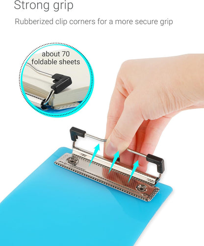 Mini Clipboards, 4.7x7.3 Inch Portable Plastic Clipboards for Receipts & Orders, Ideal for Warehouse, Office, School & Outdoor Work (5-Pack)