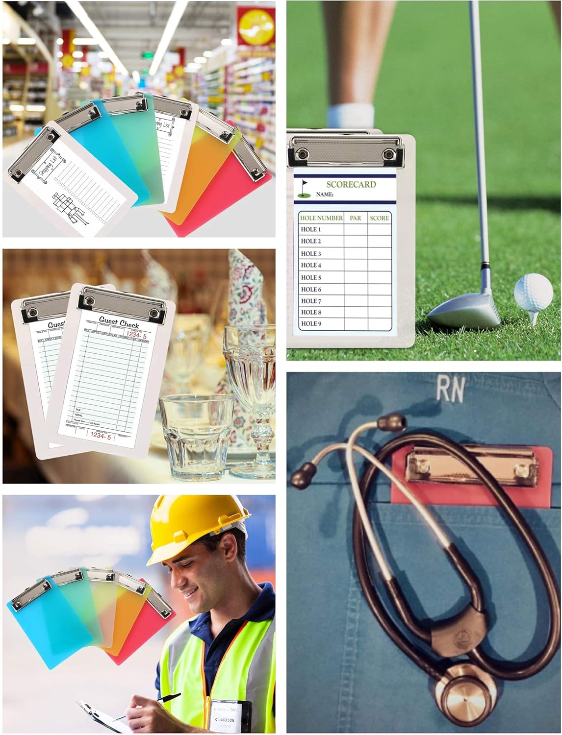 Mini Clipboards, 4.7x7.3 Inch Portable Plastic Clipboards for Receipts & Orders, Ideal for Warehouse, Office, School & Outdoor Work (5-Pack)