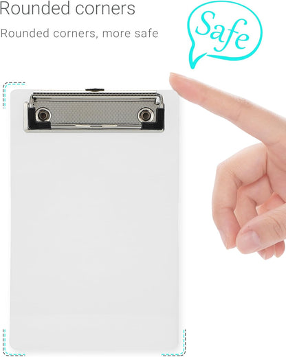 Mini Clipboards, 4.7x7.3 Inch Portable Plastic Clipboards for Receipts & Orders, Ideal for Warehouse, Office, School & Outdoor Work (5-Pack)