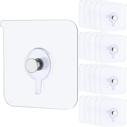 20 Pcs Adhesive Picture Hooks 20 lbs Max 2.2”Load No Drill Screw Stickers Heavy Duty Picture Hangers Without Nails No Nail Wall Hooks for Hanging Frame Hanger Sticky Hook for Bathroom Kitchen
