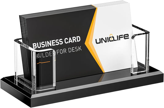 Acrylic Business Card Holder for Desk 1 Slot Clear Horizontal Business Card Stand for Men & Women Desktop Name Card Display Stand Card Organizer for Office Home Exhibition, 60 Card Capacity