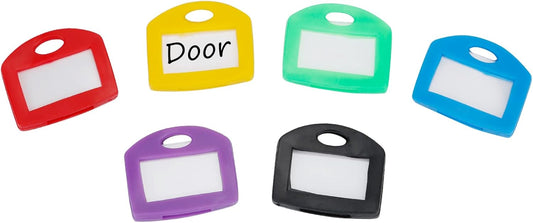24 Pcs Key Covers Caps 1 Inch Key Covers Protectors with Blank Paper Labels and Clear Windows Soft Key Identifiers for Standard Regular Thin Flat House Keys (Not for Odd-Shaped), 6 Colors