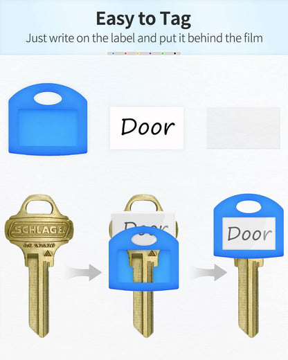 24 Pcs Key Covers Caps 1 Inch Key Covers Protectors with Blank Paper Labels and Clear Windows Soft Key Identifiers for Standard Regular Thin Flat House Keys (Not for Odd-Shaped), 6 Colors