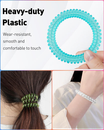 10 Color Wristlet Keychain Flexible Plastic Spring Spiral Coil Key Holder with Key Ring Chain