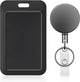 3 Pack Sliding Badge Holder Vertical Plastic Case and 2 Pack Metal Retractable Keychain Heavy Duty Metal Retractable Badge Reel