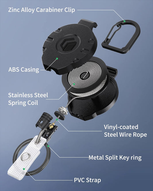 Sliding Badge Holder Vertical Plastic Case with Retractable Keychain Badge Reel for up to 8 oz Hard Card Protector for ID Credit Cards Proximity Key Cards Driver’s Licenses and Passes