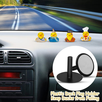 20Pcs Plastic Duck Holder Car, Rubber Duck Plug Ducks Display Fixed Mount Duck Holder, Self-Adhesive Duck Holder for Car, Gift for Car Lover, Black(Rubber Ducks Not Included)