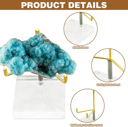 4Pcs Acrylic Easel Display Stand with Adjustable Metal Arms, Crystal Geode Stand for Gemstones Fossils Minerals (2.4 × 2.4 × 3.5 Inch)