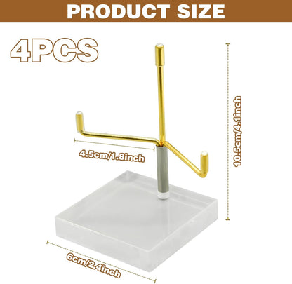 4Pcs Acrylic Easel Display Stand with Adjustable Metal Arms, Crystal Geode Stand for Gemstones Fossils Minerals (2.4 × 2.4 × 3.5 Inch)