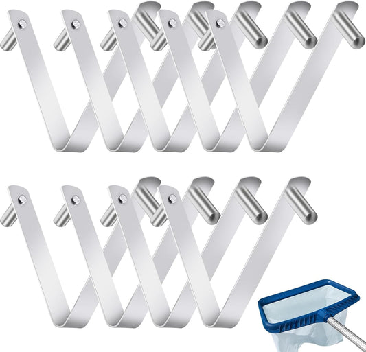 9Pcs Pool Brush Clip V-Shaped Clip, Innovative Pool Hooks for Poles Double Pin Spring Button Clip for Stainless Steel Clips, Applies to Pool Swimming Pools & Accessories Tools Pool Pole Clips