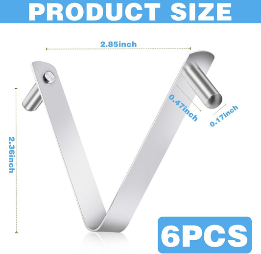 6Pcs Pool Brush Clip V-Shaped Clip, Pool Hooks for Poles Swimming Pools & Accessories Pool Pole Clips, Suitable Double Pin Pool Accessories Tools for Brushes Skimmers Pool Net Stainless Steel Clips
