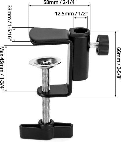 Universal Desk C-Clamp with 1/2" Thread Hole, 4 Pack Adjustable Metal Mounting Table Clamp, Desk Light Clamp Mount Holder for Swing Arm Magnifying Desk Lamp Microphone Camera