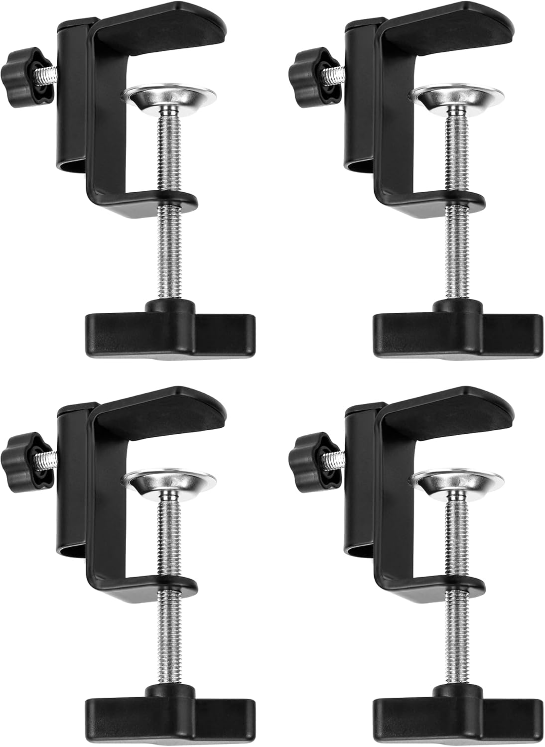 Universal Desk C-Clamp with 1/2" Thread Hole, 4 Pack Adjustable Metal Mounting Table Clamp, Desk Light Clamp Mount Holder for Swing Arm Magnifying Desk Lamp Microphone Camera