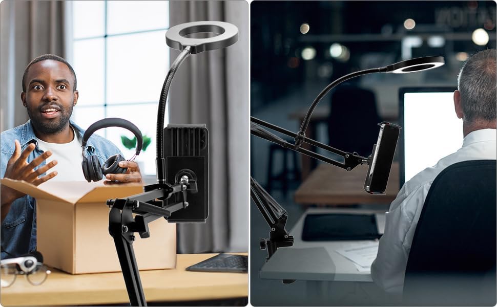 Universal Desk C-Clamp with 1/2" Thread Hole, 4 Pack Adjustable Metal Mounting Table Clamp, Desk Light Clamp Mount Holder for Swing Arm Magnifying Desk Lamp Microphone Camera