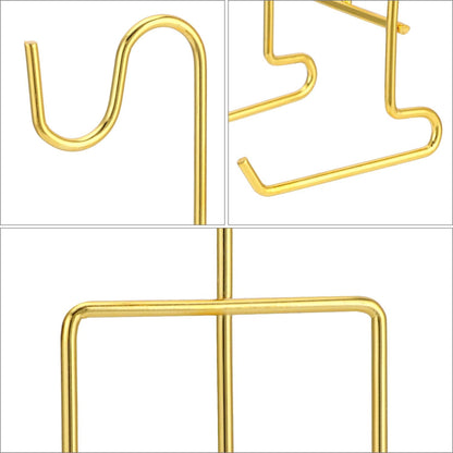 6 Pack Gold Tea Cup and Saucer Display Stand Holder Rack for China Coffee Mugs Organizer – Teacup Easel for Kitchen, Dining Room, and Curio Cabinet Displays