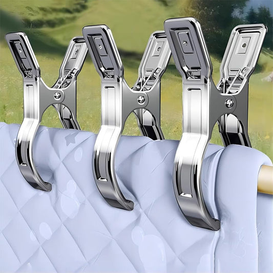 Metal Pool Cover Clips - 10 Pcs Large Beach Towel Chair Clips 5.5 Inch Stainless Steel Clothes Pins Quilt Clamps Windproof for Sunbed Lounge Cruise (14cm)