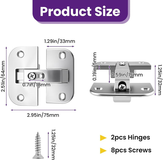 2Pcs 343.90.710 Pie Cut Corner Hinges | Zinc Alloy Adjustable Concealed Replacement Hinges with Screws | Fits SSP 17/19/21, Cabinets & Bifold Doors