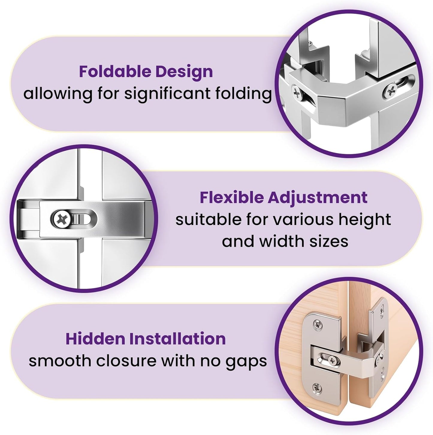 2Pcs 343.90.710 Pie Cut Corner Hinges | Zinc Alloy Adjustable Concealed Replacement Hinges with Screws | Fits SSP 17/19/21, Cabinets & Bifold Doors