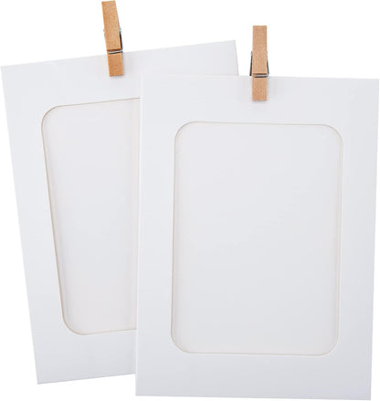 20Pcs Paper Photo Frames, 4x6Inch White Picture Display Holders, Cardborad Picture Frames with String and Clips, DIY Graduation Photo Hanging Banner for Home, Classroom, Offices